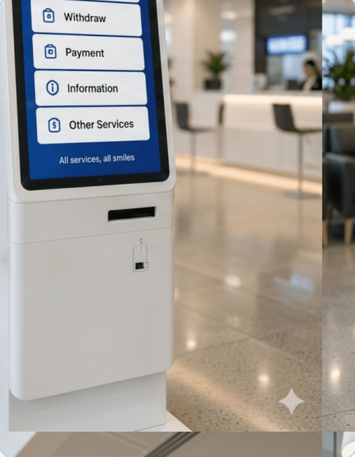 Self-service queue kiosk