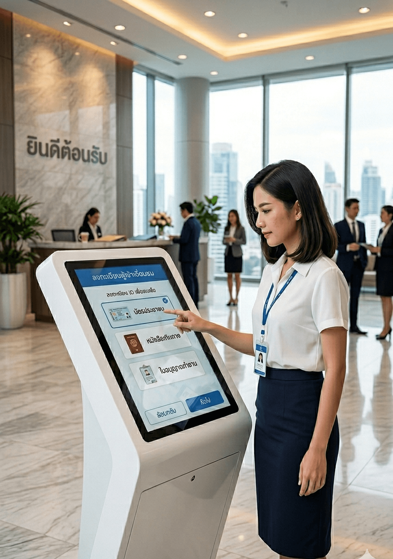 Visitor kiosk in an office lobby